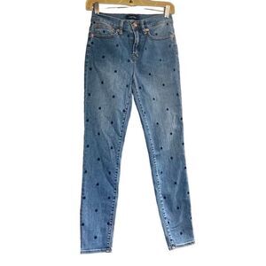 J.CREW Women’s‎ Jeans 9” High-Rise Toothpick Polka Dot Blue Inseam 26”